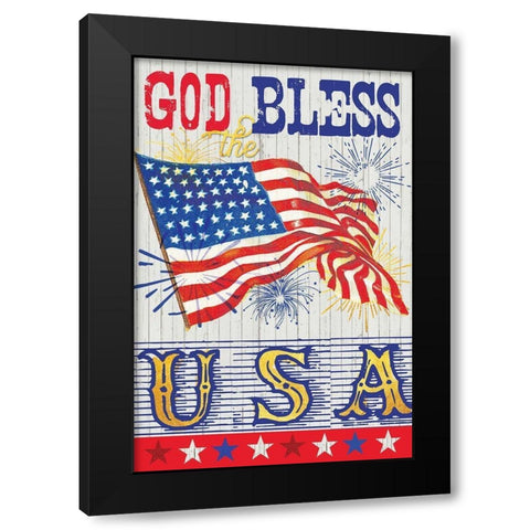 USA BLESS Black Modern Wood Framed Art Print with Double Matting by Lula Bijoux and Company