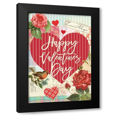 Valentine Flag 1 Black Modern Wood Framed Art Print with Double Matting by Lula Bijoux and Company