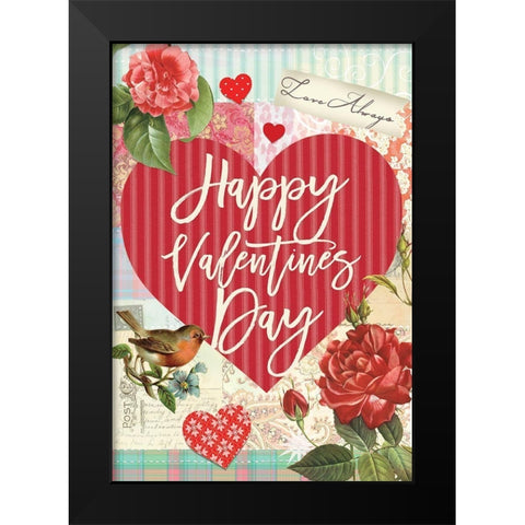Valentine Flag 1 Black Modern Wood Framed Art Print by Lula Bijoux and Company