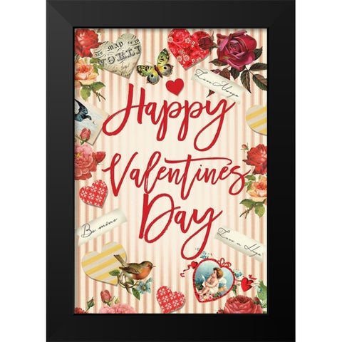 Valentine Flag 2 Black Modern Wood Framed Art Print by Lula Bijoux and Company