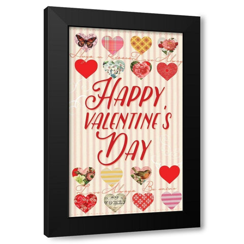 Valentine Flag 3 Black Modern Wood Framed Art Print with Double Matting by Lula Bijoux and Company