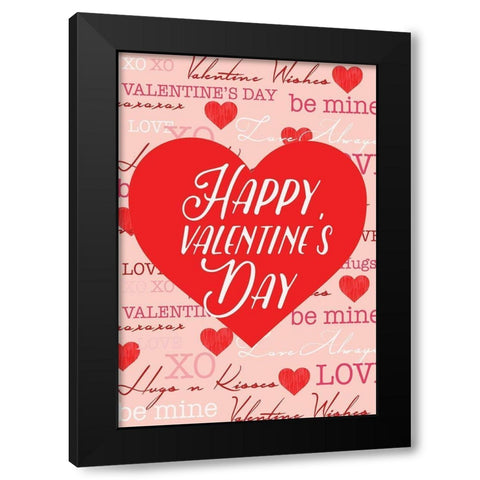Valentine Flag 4 Black Modern Wood Framed Art Print with Double Matting by Lula Bijoux and Company