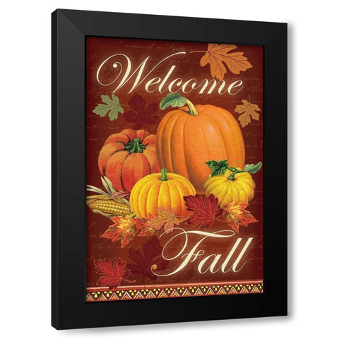 Welcome Fall Black Modern Wood Framed Art Print by Lula Bijoux and Company