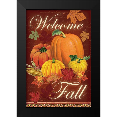 Welcome Fall Black Modern Wood Framed Art Print by Lula Bijoux and Company