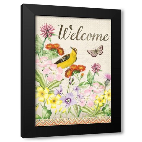 Welcome Wild flowers Black Modern Wood Framed Art Print with Double Matting by Lula Bijoux and Company