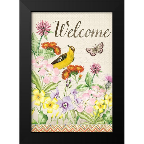 Welcome Wild flowers Black Modern Wood Framed Art Print by Lula Bijoux and Company