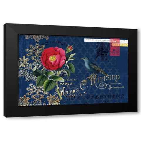 Botanical Birds Black Modern Wood Framed Art Print with Double Matting by Lula Bijoux and Company