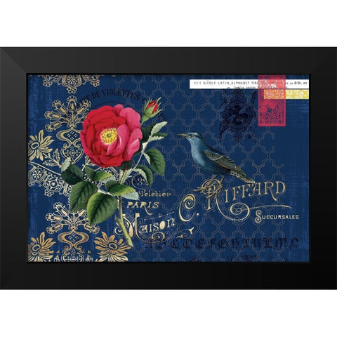 Botanical Birds Black Modern Wood Framed Art Print by Lula Bijoux and Company