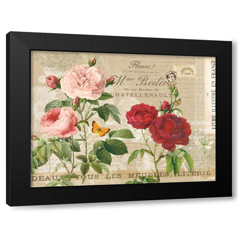 Garden Botanical Taupe Black Modern Wood Framed Art Print by Lula Bijoux and Company