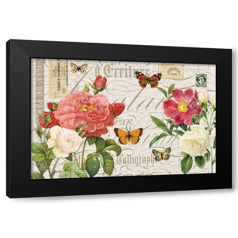 Floral Botanique Black Modern Wood Framed Art Print with Double Matting by Lula Bijoux and Company