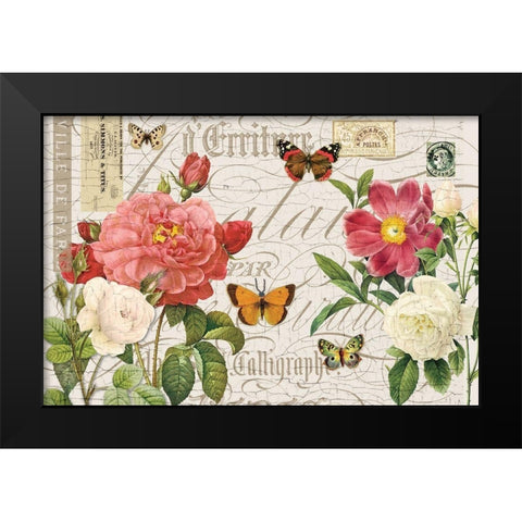 Floral Botanique Black Modern Wood Framed Art Print by Lula Bijoux and Company