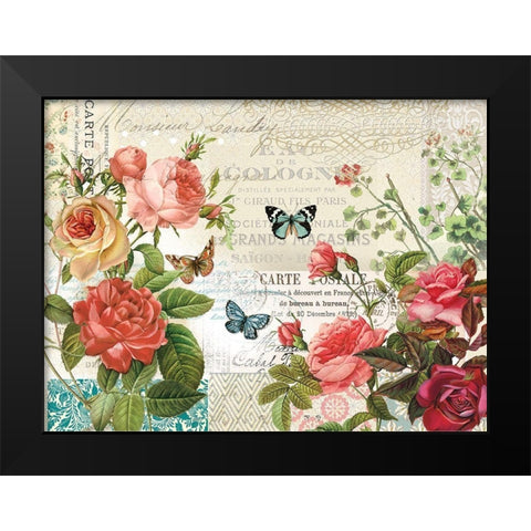 Floral Dream Black Modern Wood Framed Art Print by Lula Bijoux and Company