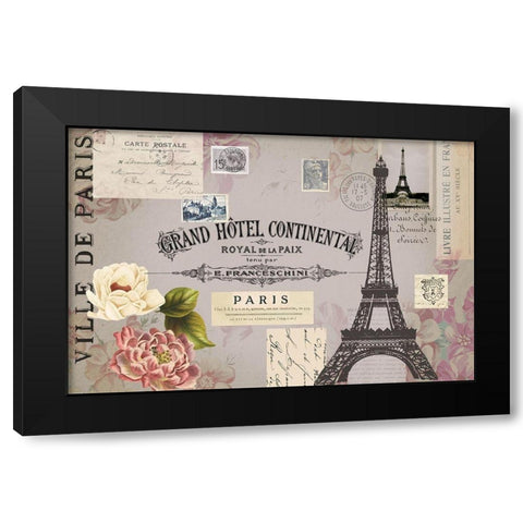 Paris Woodgrain Floral 2 Black Modern Wood Framed Art Print by Lula Bijoux and Company