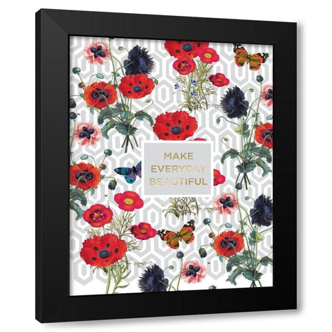 Bright Poppy Inspiration 1 Black Modern Wood Framed Art Print with Double Matting by Lula Bijoux and Company