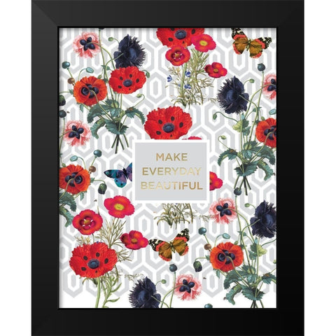 Bright Poppy Inspiration 1 Black Modern Wood Framed Art Print by Lula Bijoux and Company