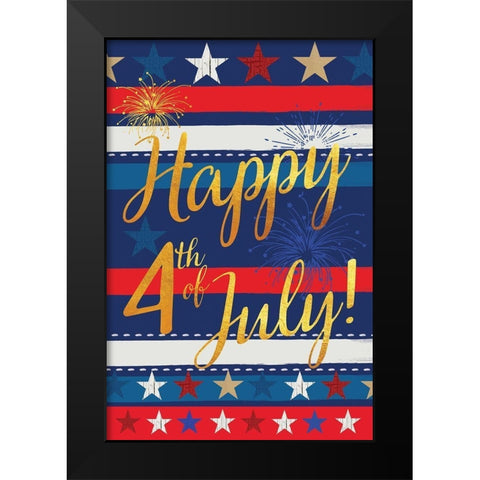 Happy 4th Black Modern Wood Framed Art Print by Lula Bijoux and Company