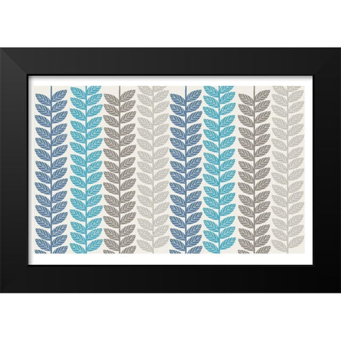 Vine Leaves 1 Black Modern Wood Framed Art Print by Lula Bijoux and Company