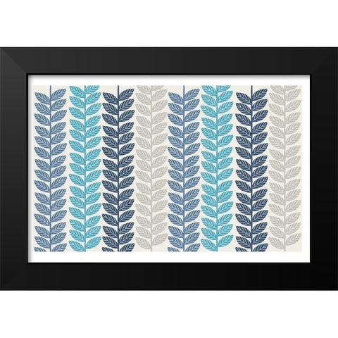 Vine Leaves 2 Black Modern Wood Framed Art Print by Lula Bijoux and Company