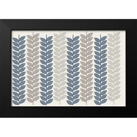 Vine Leaves 3 Black Modern Wood Framed Art Print by Lula Bijoux and Company