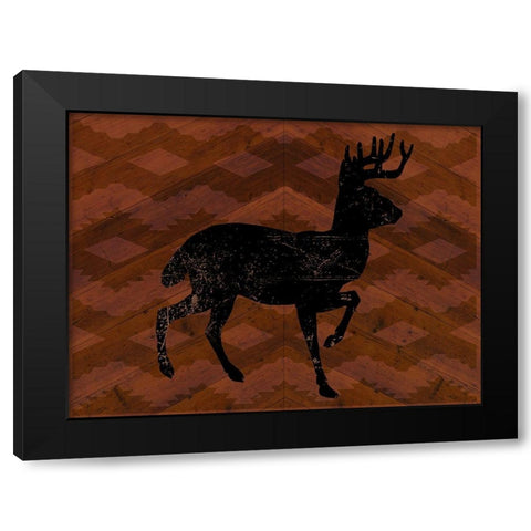 Cozy Cabin Deer Black Modern Wood Framed Art Print with Double Matting by Lula Bijoux and Company