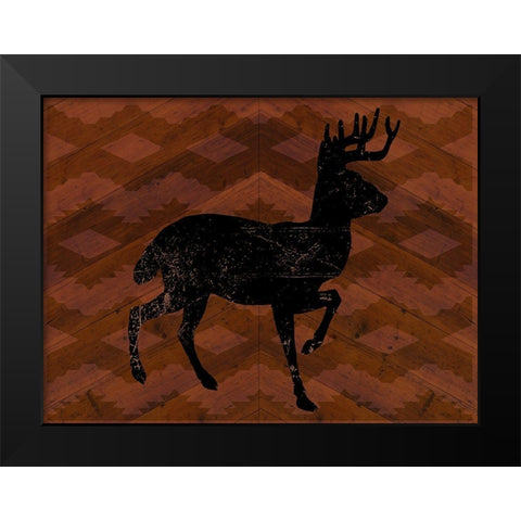 Cozy Cabin Deer Black Modern Wood Framed Art Print by Lula Bijoux and Company