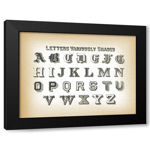 Vintage Alphabet Black Modern Wood Framed Art Print with Double Matting by Lula Bijoux and Company