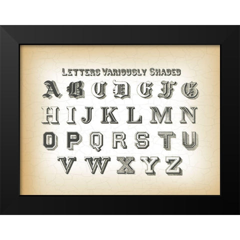 Vintage Alphabet Black Modern Wood Framed Art Print by Lula Bijoux and Company