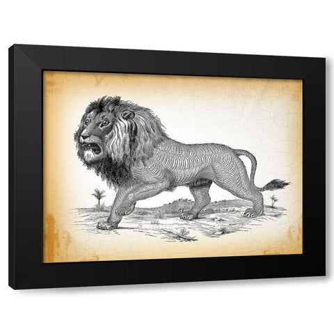 Industrial Lion Black Modern Wood Framed Art Print with Double Matting by Lula Bijoux and Company