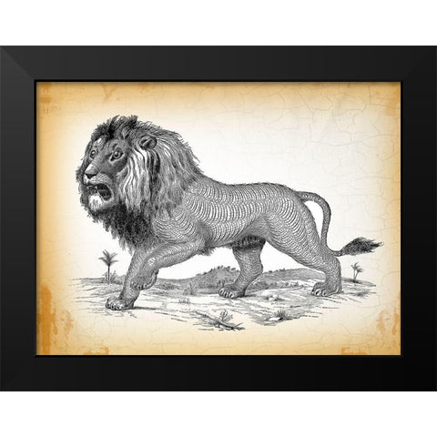 Industrial Lion Black Modern Wood Framed Art Print by Lula Bijoux and Company