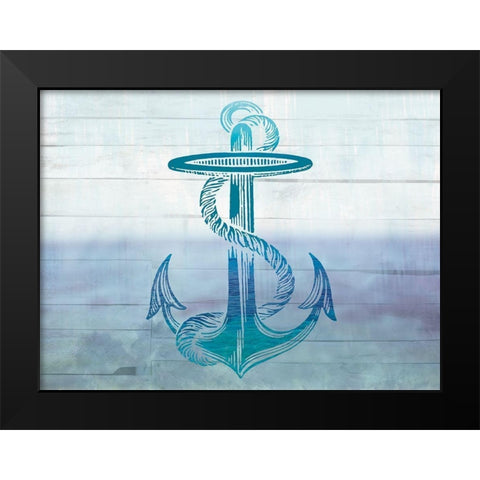 Seaside Anchor Black Modern Wood Framed Art Print by Lula Bijoux and Company