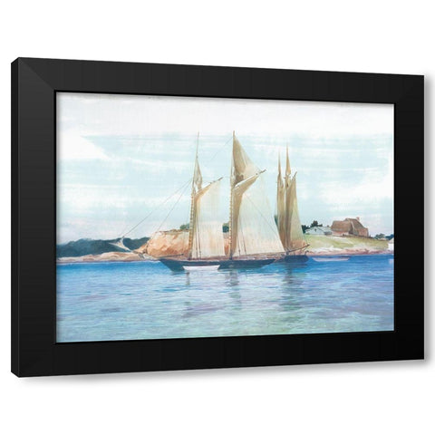 Seaside Boating Black Modern Wood Framed Art Print with Double Matting by Lula Bijoux and Company