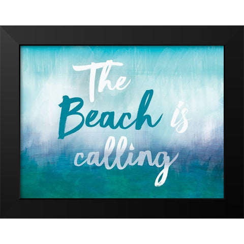 The Beach Is Calling Black Modern Wood Framed Art Print by Lula Bijoux and Company