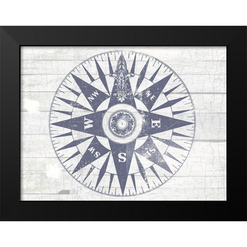 Sea Dial Black Modern Wood Framed Art Print by Lula Bijoux and Company