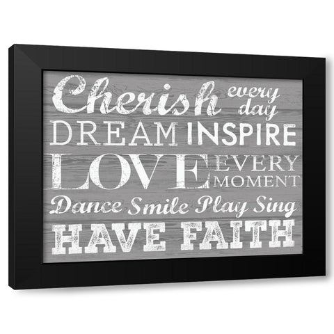 Cherish Black Modern Wood Framed Art Print with Double Matting by Lula Bijoux and Company