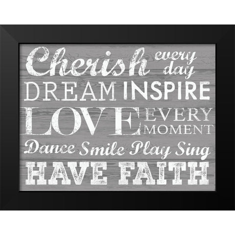 Cherish Black Modern Wood Framed Art Print by Lula Bijoux and Company