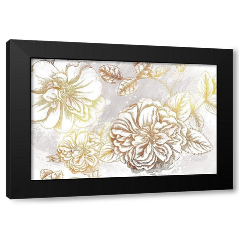 Metallic Flowers Black Modern Wood Framed Art Print with Double Matting by Lula Bijoux and Company