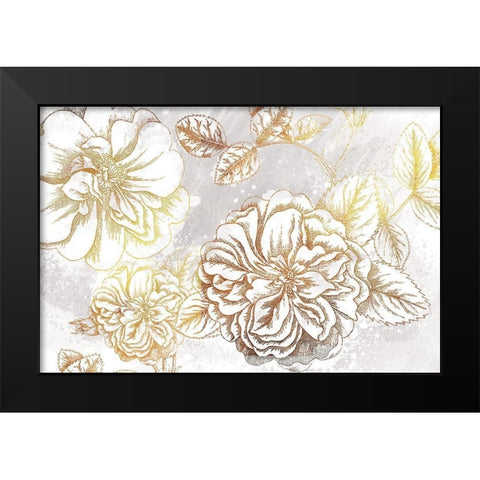 Metallic Flowers Black Modern Wood Framed Art Print by Lula Bijoux and Company