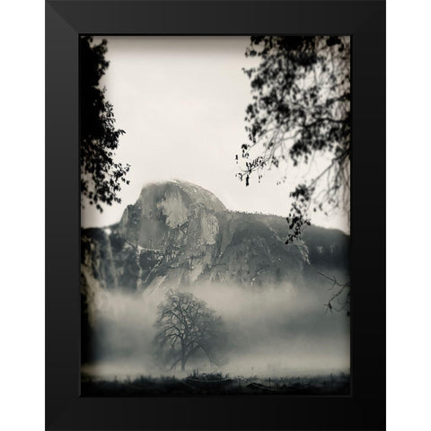 Mistty Mountains Black Modern Wood Framed Art Print by Lula Bijoux and Company