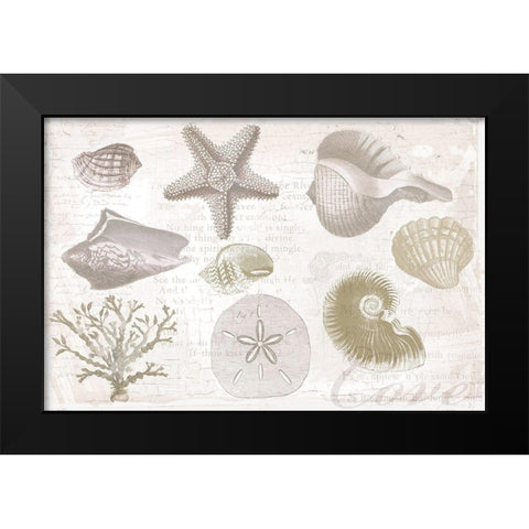 Soft Shell Collage Black Modern Wood Framed Art Print by Lula Bijoux and Company