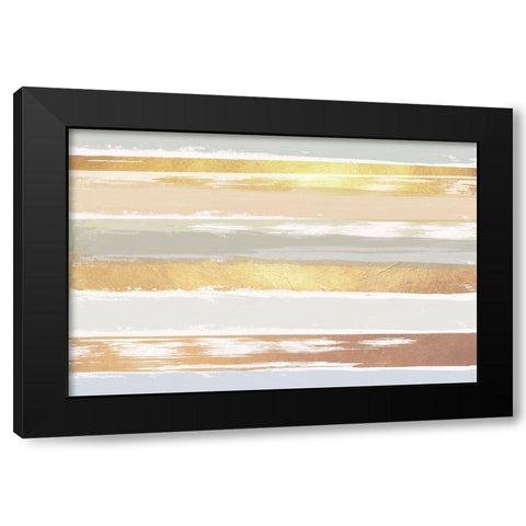 Golden Wave Black Modern Wood Framed Art Print with Double Matting by Lula Bijoux and Company