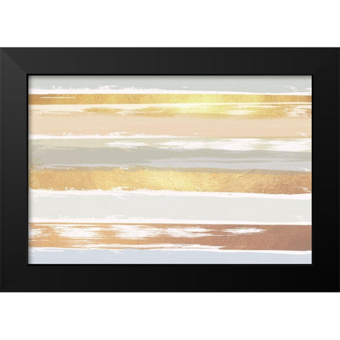 Golden Wave Black Modern Wood Framed Art Print by Lula Bijoux and Company