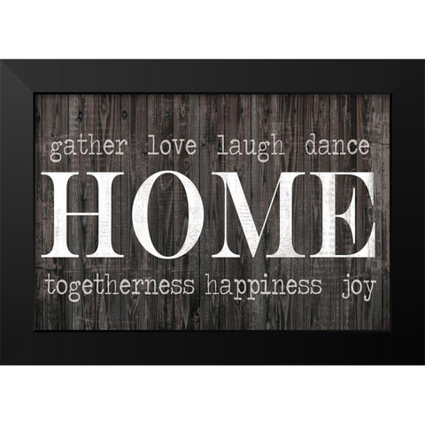 Home Words Black Modern Wood Framed Art Print by Lula Bijoux and Company