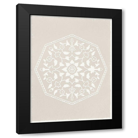 Boho Casual Mandela Black Modern Wood Framed Art Print by Lula Bijoux and Company