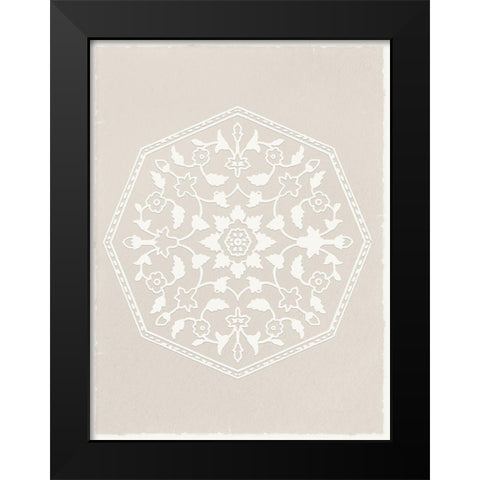 Boho Casual Mandela Black Modern Wood Framed Art Print by Lula Bijoux and Company