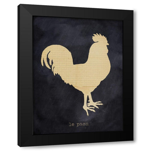 Rooster Black Modern Wood Framed Art Print with Double Matting by Lula Bijoux And Company