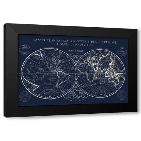 New Map Black Modern Wood Framed Art Print by Lula Bijoux And Company