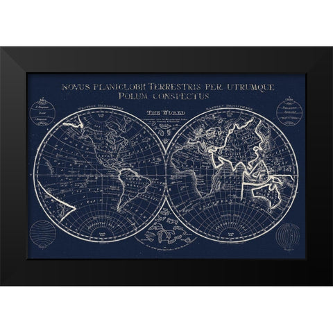 New Map Black Modern Wood Framed Art Print by Lula Bijoux And Company