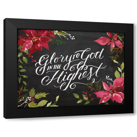 Glory Poinsettias Black Modern Wood Framed Art Print with Double Matting by Lula Bijoux And Company