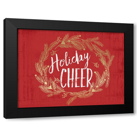 Holiday Cheer V2 Black Modern Wood Framed Art Print with Double Matting by Lula Bijoux And Company