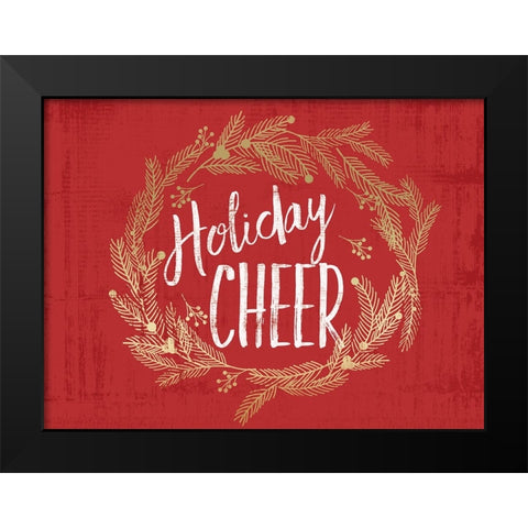 Holiday Cheer V2 Black Modern Wood Framed Art Print by Lula Bijoux And Company